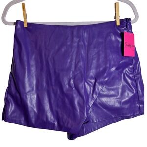 NWT Buddy Love Tatum Vegan Leather Purple Mini Skort Size Small